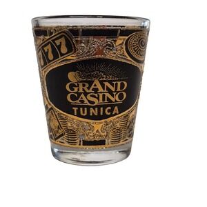 Grand Casino Tunica Shot Glass Black 22k‎ Gold Gambling Souvenir Mississippi